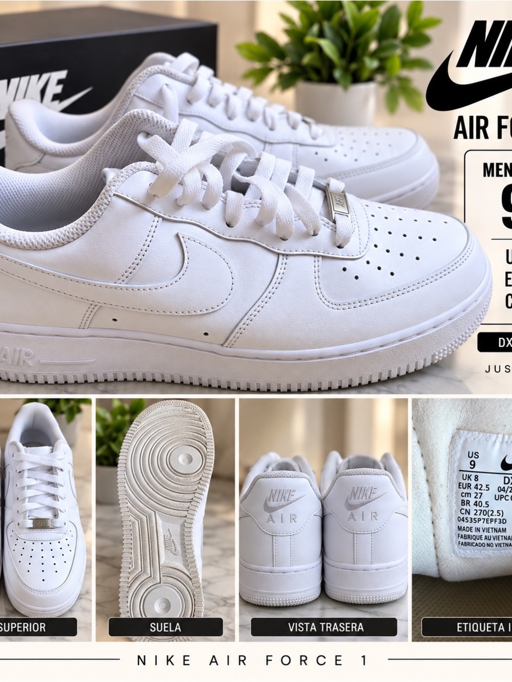 Nike White Men's Sneakers - Air Force 1 Style